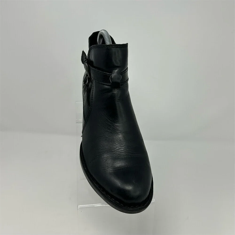 Born Kati Womens Ankle Booties Black Moto Harness Buckle Strap Size 6.5M